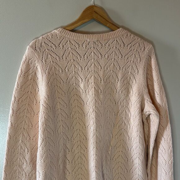 Talbots Womens Sweater Peach Beige Textured Long Sleeve Pullover Sz 1X - Picture 6 of 7